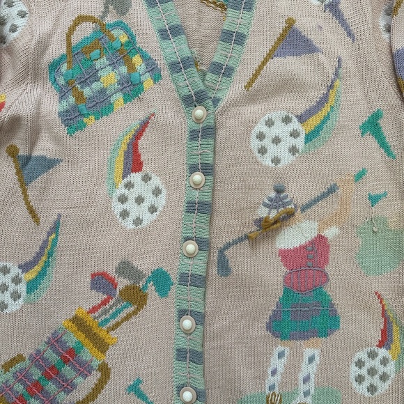 Vintage Berek 2 3D Knit Golf Cardigan Sweater Women’s M, Novelty Whimsical - Picture 4 of 10
